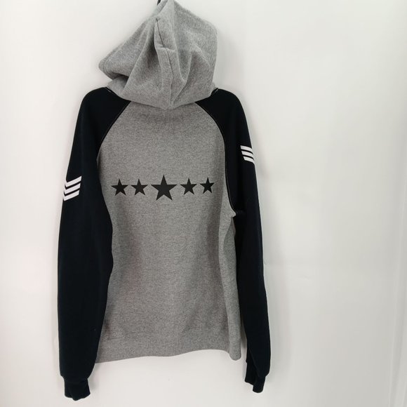 WOMENS BLACK/GRAY MEDIUM STAR PRINT PULLOVER HOODIE - Picture 2 of 16